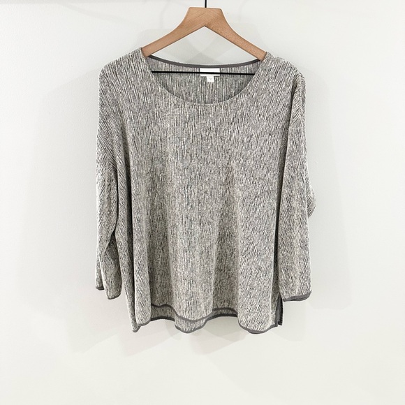 J. Jill Pure Jill Linen Blend Split Hem Tunic Gray Size Medium - Picture 1 of 5